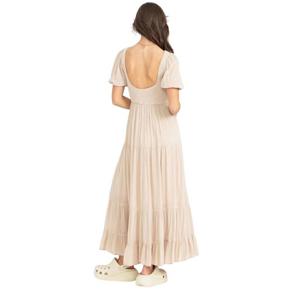 NEW HYFVE tiered smocked maxi dress in latte - Picture 2 of 3